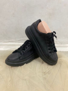 Sepatu Sneakers Wanita Kulit PU warna hitam 201 Nextfashion