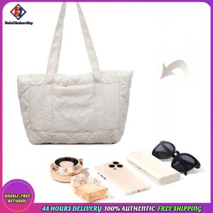 Womens Versatile Quilted Tote Bag with Large Storage and Stylish Look for Autumn Winter