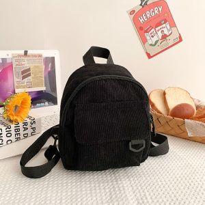 LQNLQ Women Casual Small Haversack Corduroy Mini Backpack Student Bookbags Traveling Backpacks Solid Color