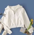 SWEATER CROP TOP JAKET ZIPPER WANITA. 