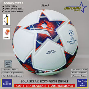 Bola Sepakbola Size 5 Original Import Model Press Mesin Bola Sepak Liga Champion 2023-2024