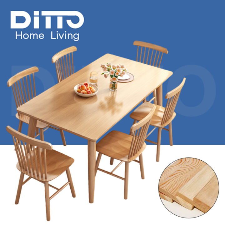 Solid Wood Nordic Dining Table For 4 Seaters 100/120/140CM Wooden ...