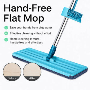 Lazy Mop Rotating Mop   Home And Office  Wet And Dry Use With Thick Stainless Steel Rod  Easy Clean Flat Mop For Tiles And Floor