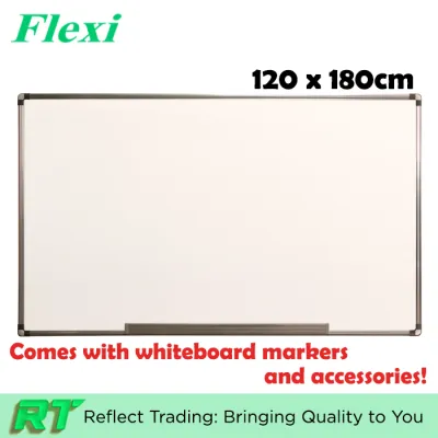 Flexi 120 x 180cm Large Wall Mount Magnetic Whiteboard with Free Accessories