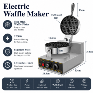 PANSON Double Head Electric Waffle Maker Adjustable Temperature Nonstick Cooking Appliance