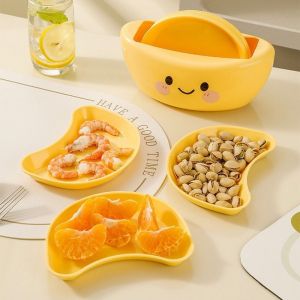 KECTTIO Creative Yuanbao Shaped Spit Bone Dish Stackable Reusable Fruit Storage Tray Set Multi-Purpose with Storage Base Food Container Set Household