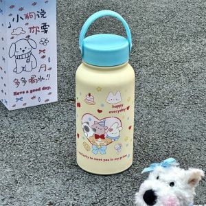 CREATIVE PAVILION Blue Star Vacuum Cup 900ml Puppy Thermal Car Cup  Stainless Steel Insulated Water Bottle
