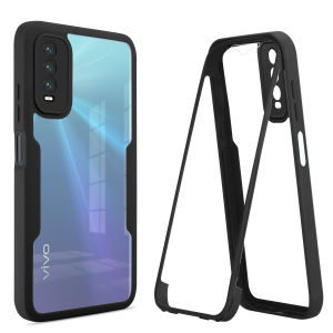 YBD 360° Double Sided Protective Phone Case for Vivo Y20 2021 Y20i Y20S G Y12S 2021 Y20A Y12A Y3S Vivo 2026 V2029 V2038 V2044 V2033 V2042 V2069 V2039 V2068 V2027 V2032 Ultra Thin Silicone Front and Rear Protection