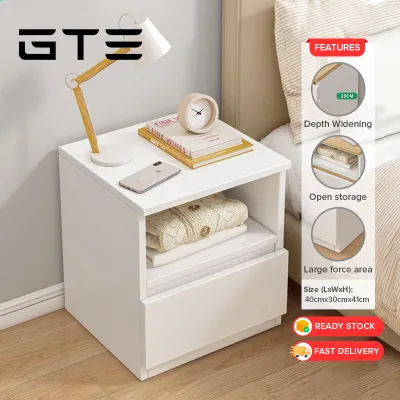 GTE 1/3 Drawers Bedside Table Simple Modern Small Storage Rental Room Bedroom Bedside Rack - Fulfilled by GTE SHOP