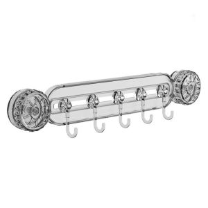 QMTJSH ไร้รอย ตะขอถ้วยดูด อุปกรณ์ติดผนัง ทนทานสำหรับงานหนัก ชั้นเก็บของแบบหมุนได้ อุปกรณ์อเนกประสงค์ ไม่มีการเจาะ ตะขอแขวนแถว ห้องน้ำในห้องน้ำ