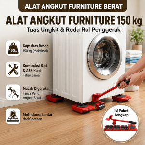 Dongkrak Pengungkit Alat Pindah Perabot Furniture Mover Tool Barang Roda Set FTS30