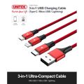 CÁP USB LIGHTNING +MICRO USB + TYPE C 1M2 UNITEK C 4049RD.