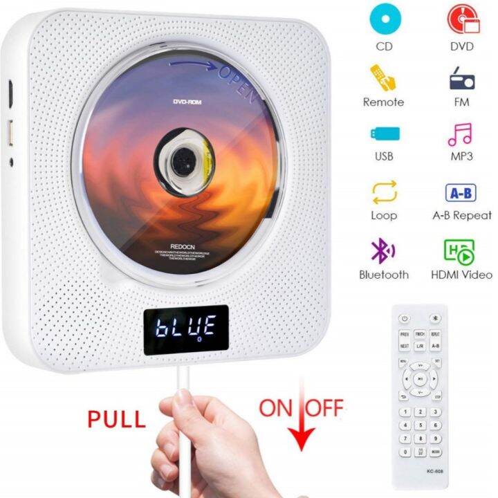 Huitk Portable Bluetooth DVD CD Player Wall Mounted DVDs Player