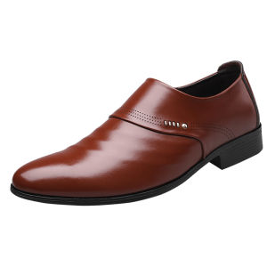 IELGY 【38-48】New Business Leather Shoes Casual Pointed Mens Leather Shoes