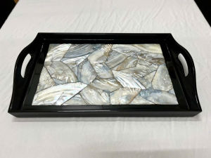 Khay sơn mài cao cấp Thanh Bình Lê KC57 khảm ốc xà cừ size 49x31x3 cm đẹp mắt sang trọng quà tặng ý nghĩa