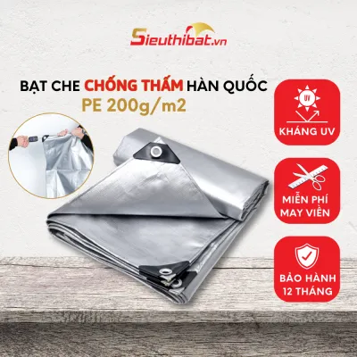 [Loại Dày] Bạt Che Nắng Bạt Che Mưa Hàn Quốc Loại 1 Màu Trắng Xám Chống Thấm Nước Kháng UV May Viền Đóng Khoen Sẵn
