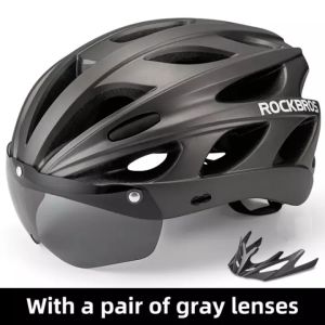 ROCKBROS Cycling Helmets Ultralight Integrated Magnetic MTB Road Bike Helmet Universal Adjustable Cycling Helmet with Polarized Sunglass&Visor