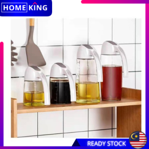 HOMEKING | 630ml Cooking Oil Bottle Dispenser Seasoning Glass Jar Sauce Storage Dapur Minyak Botol Kaca Salt Jar Oil Storage Vinegar Kitchen Accessories Auto Flip Cap