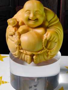Boxwood Milo Buddha with Acrylic Stand [come with nice box] - Ready Stocks confidently buy with YPQ