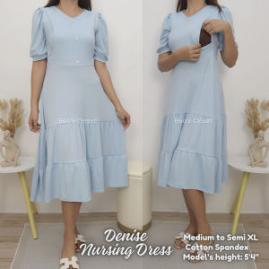 BEOSCLOSET DENISE NURSING BREASTFEEDING NURSING MATERNITY DRESS freesize fits medium- XL