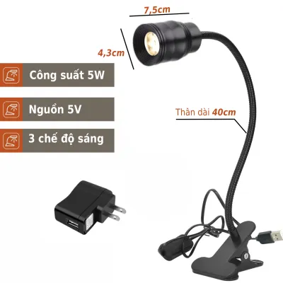 Đèn đọc sách đầu giường LED Có thể thu phóng ánh sáng 15° - 80° Đế kẹp Kim loại đa năng