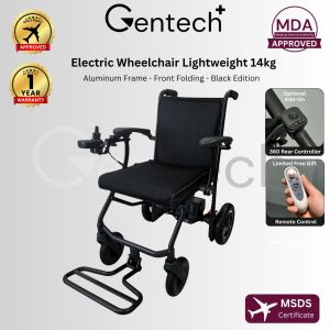 Electric Wheelchair Lightweight 14KG V1 Gentech - Kerusi Roda Elektrik Ringan - Aluminium Alloy Frame