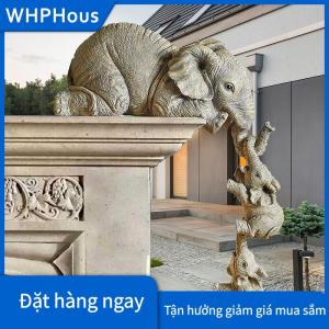 WHPHous Nhựa trang trí thủ công 3-mảnh thực tế Voi Mẹ treo 2-em bé figur