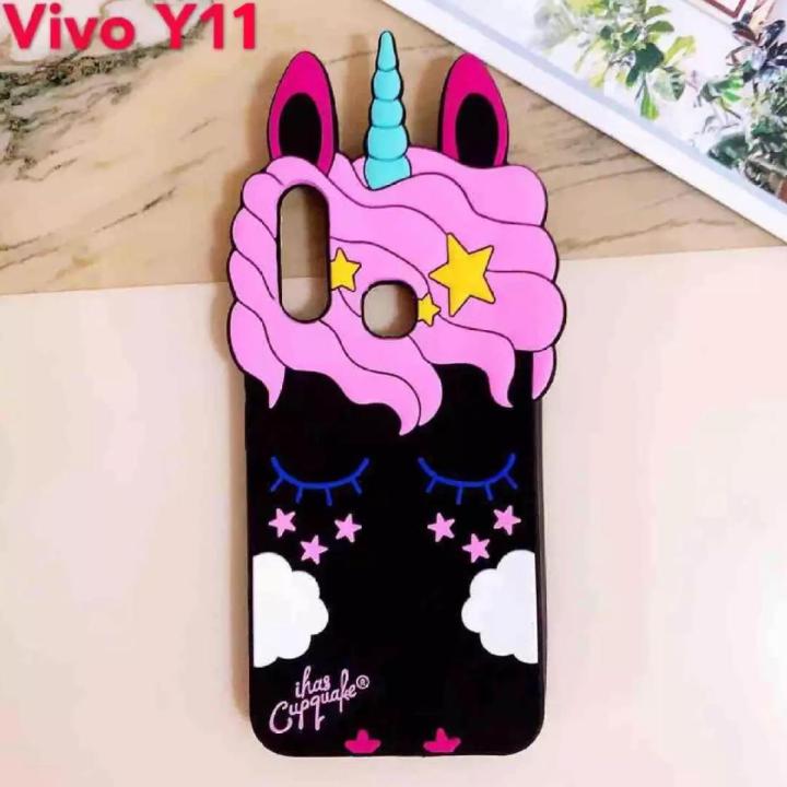 For Vivo Y11 Case 1906 Silicone Soft New 3D Cute Cartoon Black