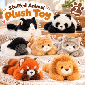 MODERNLUX Wrist Rest Cartoon Stuffed Animal Doll Stress Relief PP Cotton Plush Animal Toy Cute Soft Fluffy Stuffed Animal Cat Desktop Decor