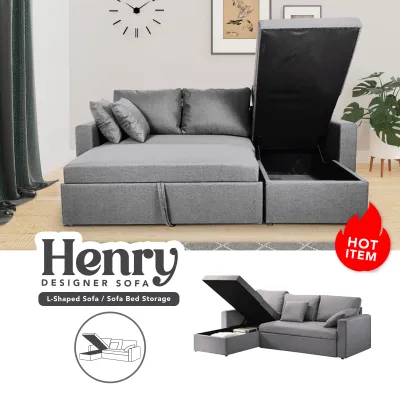 [INNDESIGN.SG] Multi Purpose 3 Seater L Shape Fabric Sofa With Storage (Fully Assembled and Free Delivery)