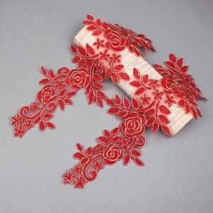 MIRELINA 1 Pair 3D Flower Embroidery Flower Applique 16cm X 36cm Polyester Rose Flower Patch Fashion Elegant DIY Crafts Embroidery Repair Patch Wedding Decoration DIY