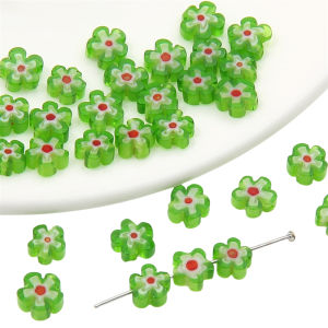 6mm 10pcs/bag Handmade Glass Flower Flat Plum Blossom Beads For DIY Necklace Bracelet Earring Jewelry Making