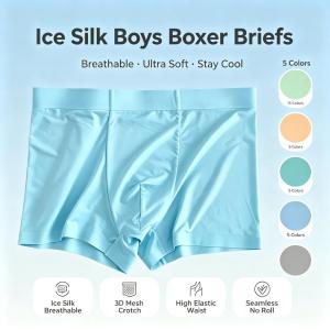 Chàng trai Lụa băng boxer Tóm Tắt Đồ lót trẻ em thoáng khí làm mát quần lót mềm 5 gói 5 màu mùa hè