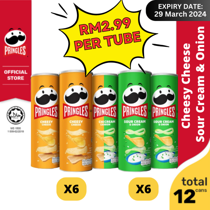 Pringles Potato Chips CNY Party Box 12 x 102g (Sour Cream & Onion + Cheesy Cheese) [Expiry