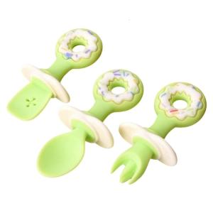 2pcs/3pcs bé Bộ thìa nĩa thìa cho bé ngã ba Bộ dụng cụ ăn cho bé chống sặc đầu tiên ăn đồ dùng bé dẫn cai sữa cung cấp