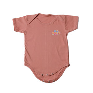 Baju Bayi Baru Lahir Jumper Lengan Pendek Warna Terracotta Usia 0 - 12 Bulan Bahan Cotton Combed 24s