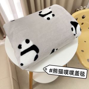 Cute Panda Puff Blanket Autumn and Winter Warm Sofa Blanket Dormitory Bed Sheet Double Casual Blanket LZD