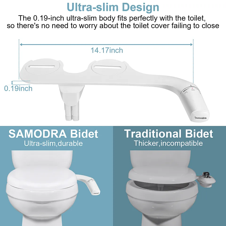 Samodra Left Hand Toilet Bidet Sprayer Non-Electric Dual Nozzle Bidet  Toilet Seat Hygienic Shower For Bathroom Accessories