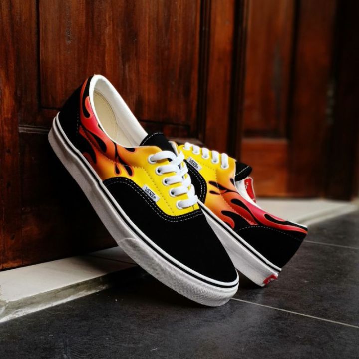 Vans Era Flame Black True White Lazada Indonesia