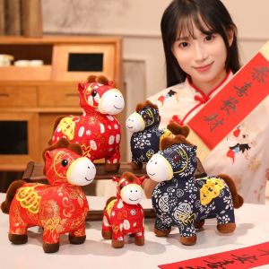 Q-1151 STORE Chinese Style Lucky Horse Plush Toy PP Cotton Filling Red Horse Plush Doll Cute Plush Texture Year Mascot Decor Home Decor