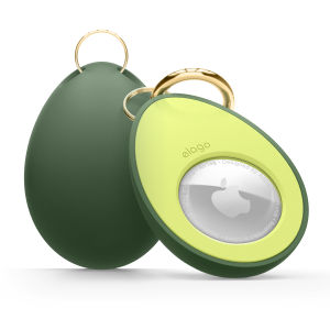 elago Avocado Case Compatible with Apple AirTag - Drop Protection Keychain Cute Design Carabiner Holder Key Ring (Track Dogs Keys Backpacks Purses) Tracking Device Not Included