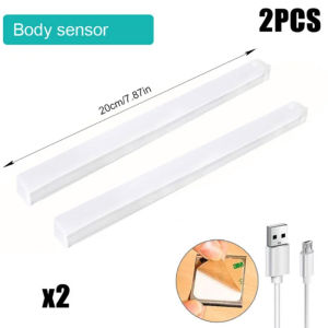 2PCS ไฟเซ็นเซอร์ LED ไฟกลางคืนชาร์จ USB ไฟเซนเซอร์อัตโนมัติ โคมไฟเหนี่ยวนำร่างกายมนุษย์ โคมไฟติดผนังห้องนอน ไฟทางเด