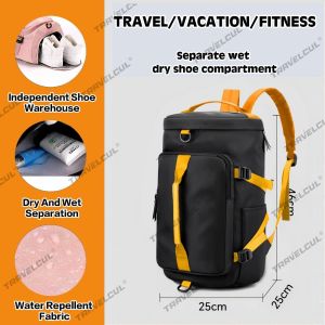 TRAVELCUL Travel Bag Women Men Big Size Duffle Gym Sport Large Capacity Waterproof Travelling Backpack Bag