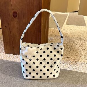 SEA YADOU กระเป๋าใต้วงแขนคิตตี้สไตล์แฟชั่นด้วยลายจุดและคริสตัลสำหรับใช้ในชีวิตประจำวัน