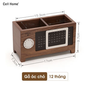 Hộp bút gỗ kết hợp lịch vạn niên để bàn làm việc bàn học