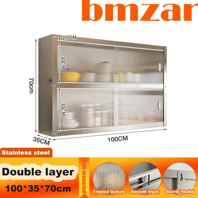 304 Kitchen Cabinet Wall Mounted Pantry/Dish Cabinet Spice Rack Glass Hanging Cabinet Wall For The Kitchen Organizer