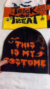 Elastic Windproof Halloween Hat Knitted LED Light up Hat for Women Men Keep Ear Warm Hat Soft Cold Weather Supplies