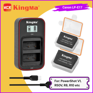 KingMa LP-E17 Battery Charger Kit for Canon PowerShot V1 EOS R8 R8 II R10 R50 R50 V R100 RP 850D 800D 77D 200D II M50 M6 M5