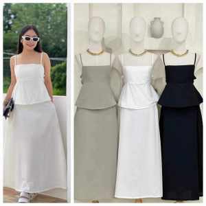 SUSANxi Long Skirt Set Terno Coordinates - XS to Large  - xs to large - classy and elegant - premium fabric - excellent quality -  fabric from abroad  - premium quality  - mall quality  - multi way to wear - for dress skirt and trousers  - color: black