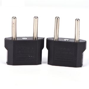 Set 2 Phích cắm chuyển đổi 2 chân đầu dẹp sang đầu tròn màu đen (US sang EU)